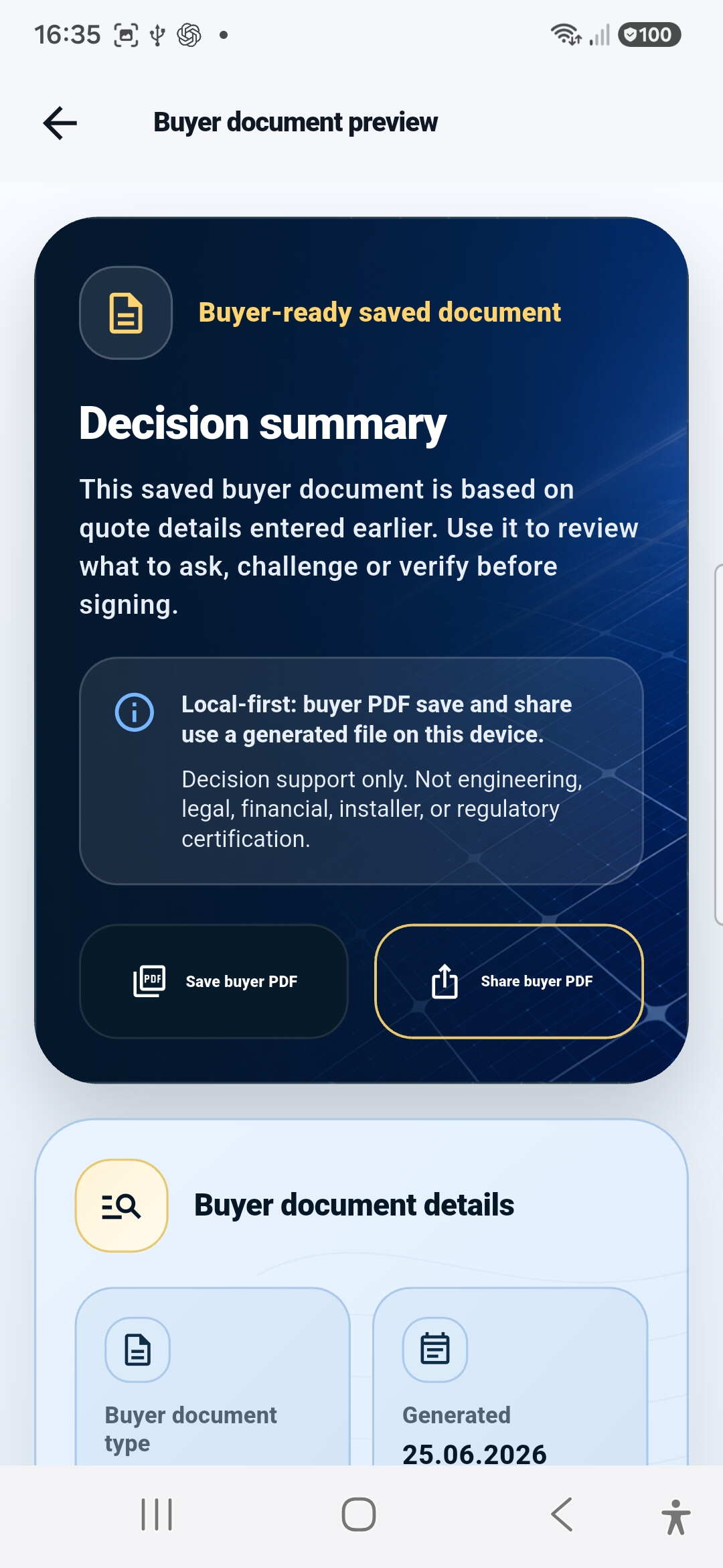 Document preview screen.